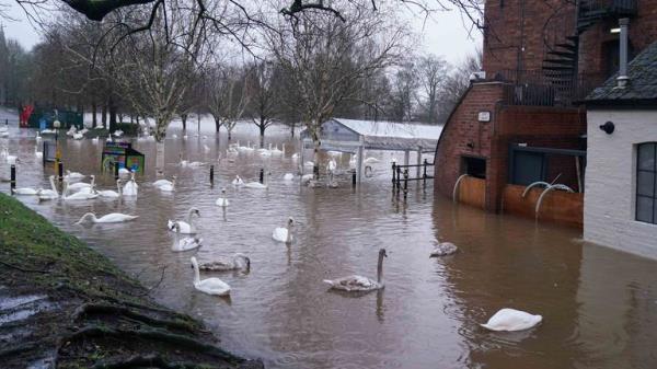 Flood water surrounds the Severn View public house, as heavy rain co<em></em>ntinues to fall in Worcester. The Met Office has issued an amber weather warning for Storm Henk, which is forecast to bring gusts of up to 80mph to parts of the UK. Picture date: Tuesday January 2, 2024.