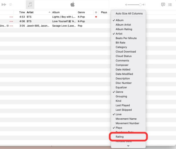 Apple Music rating