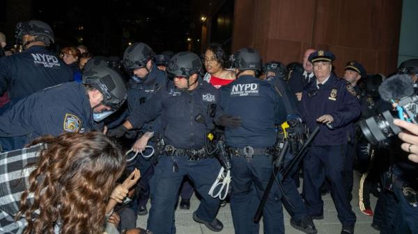 Police officers have been called into a number of US campuses. Pic: Reuters