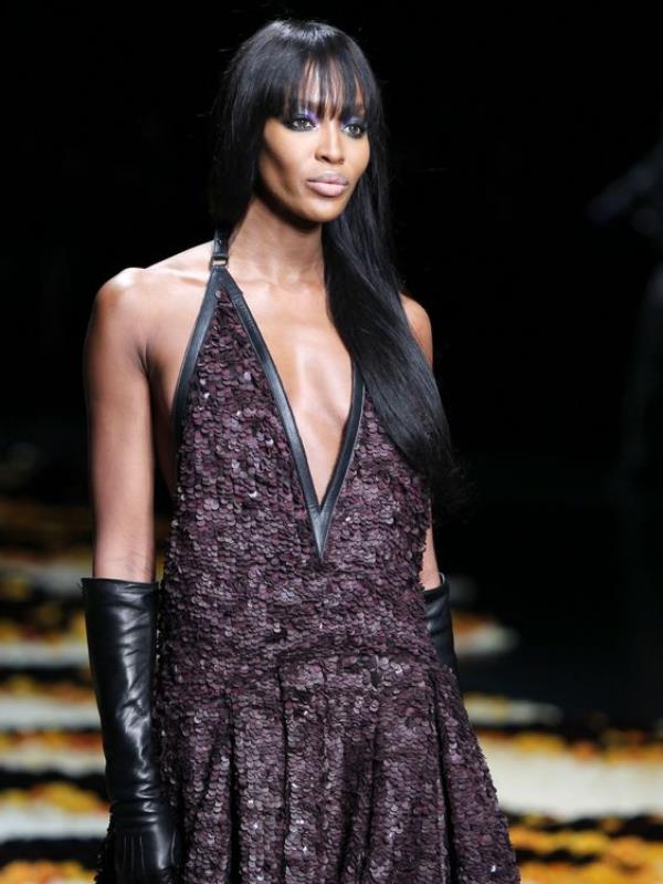 Naomi Campbell wearing a creation as part of the Roberto Cavalli women's Fall-Winter 2012-13 fashion collection during fashion week in Milan, Itay, 2012. Pic: AP/Anto<em></em>nio Calanni