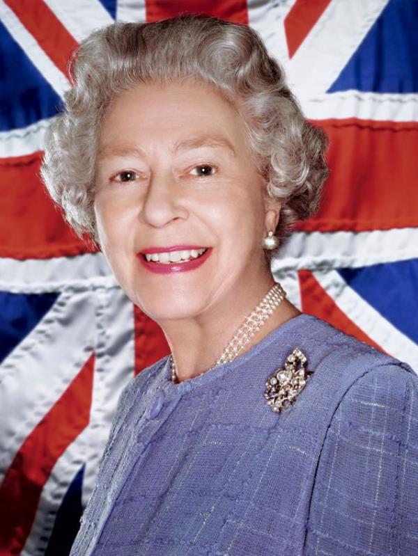 Queen Elizabeth II pictured with the unio<em></em>n flag. Pic: Rankin
