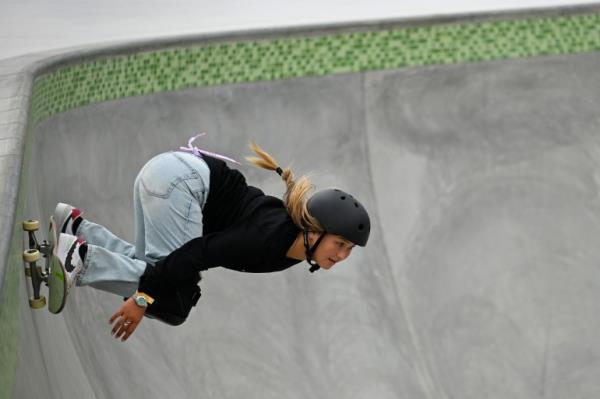 Sky Brown skateboarding.