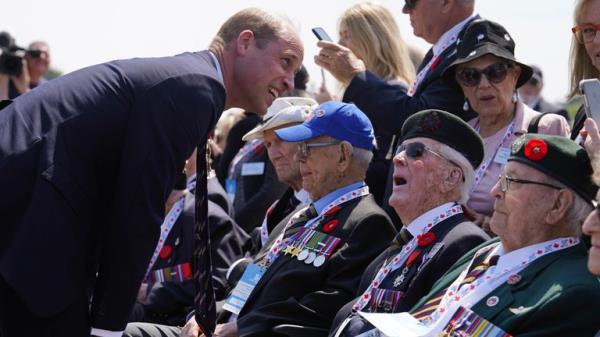 Prince William speaks to Canadian veterans. Pic: AP 