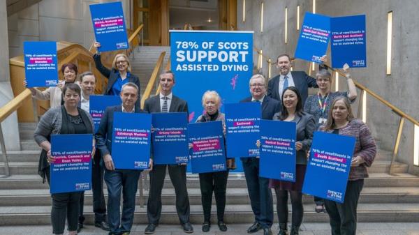 Scottish Liberal Democrat MSP Liam McArthur (centre, left), alo<em></em>ngside other MSPs, during a media event at the Scottish Parliament in Edinburgh, after publishing his Assisted Dying for Terminally Ill Adults (Scotland) Bill. If passed, the bill will allow people living in Scotland with a terminal illness to be given help to end their life. Picture date: Thursday March 28, 2024.