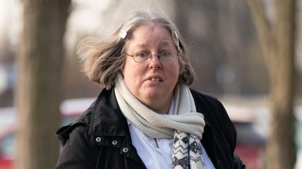 Auriol Grey arriving at Peterborough Crown Court, Cambridgeshire, for sentencing for the manslaughter of 77-year-old cyclist who had 