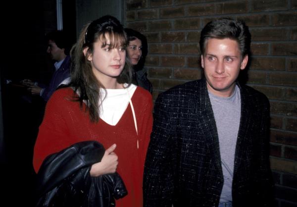 Demi Moore and Emilio Estevez posing together at 'Heaven Help Us' Los Angeles screening in 1985