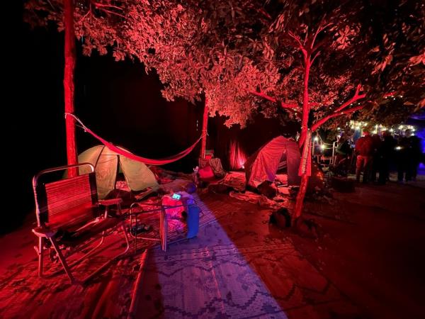 Anti-Israel protesters chanting long live intifada light flares outside NYC exhibit that memorializes Oct. 7 Nova Music Festival victims