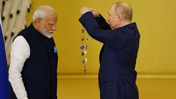 PM Modi is the first Indian leader to be co<em></em>nferred with this award, which was established in 1698 by Tsar Peter the Great in ho<em></em>nour of Saint Andrew, the first apostle of Jesus and patron saint of Russia.