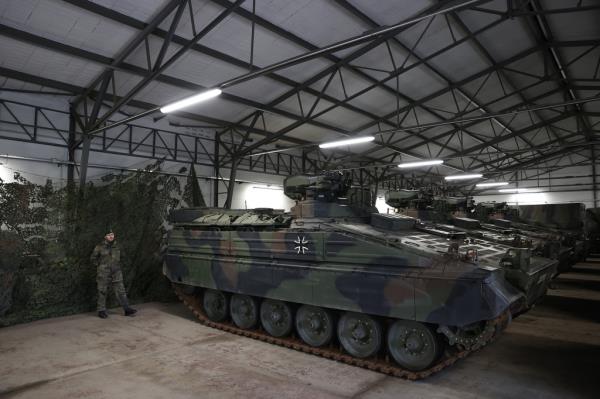 A view of Marder infantry fighting vehicles to be sent to Ukraine.