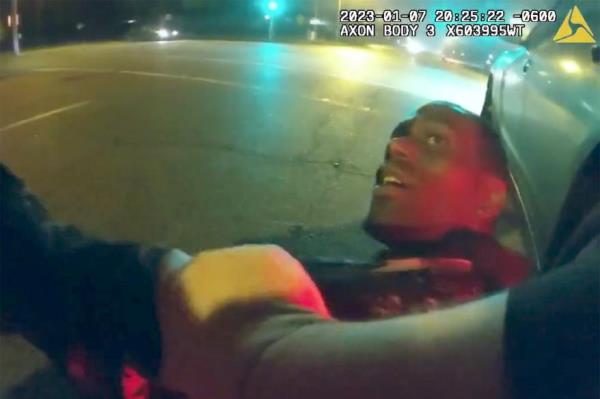Nichols is seen being tased by cops in the video.