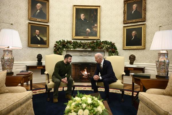 President Biden spoke with Zelenskiy in the Oval Office at the White House.
