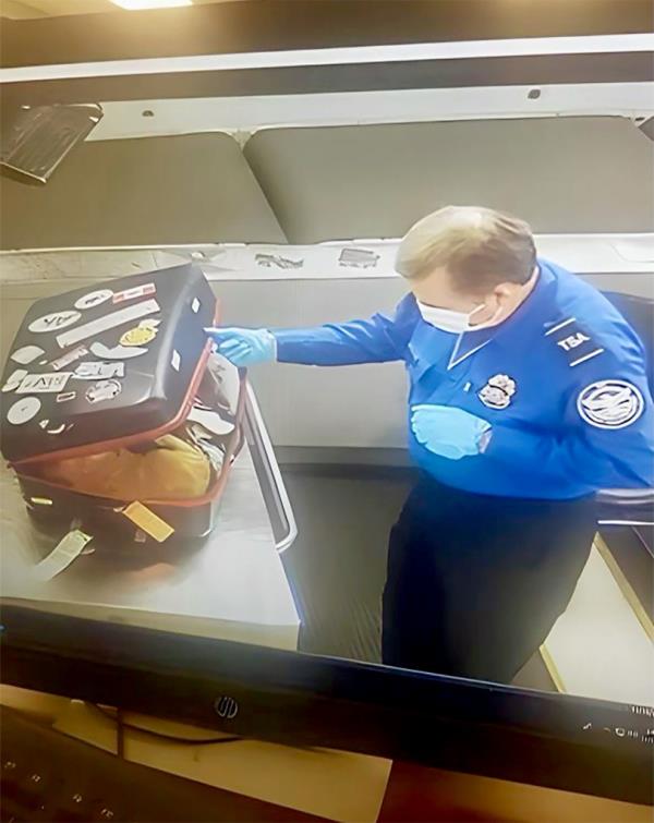 The traveler was reportedly shocked after the cat was discovered in the luggage.