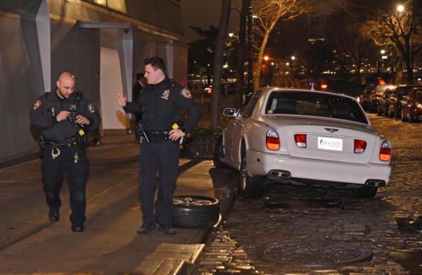 Police arrive to the scene.