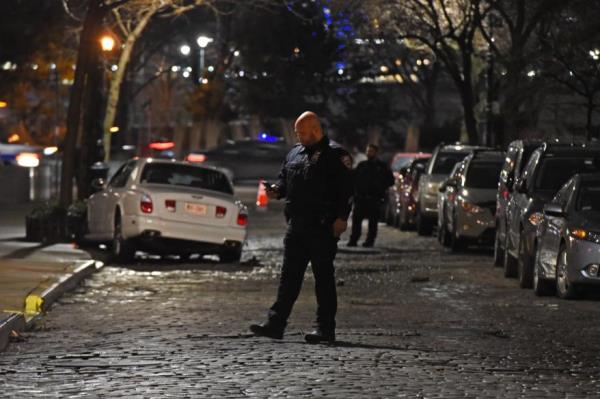 Police arrive to the scene.