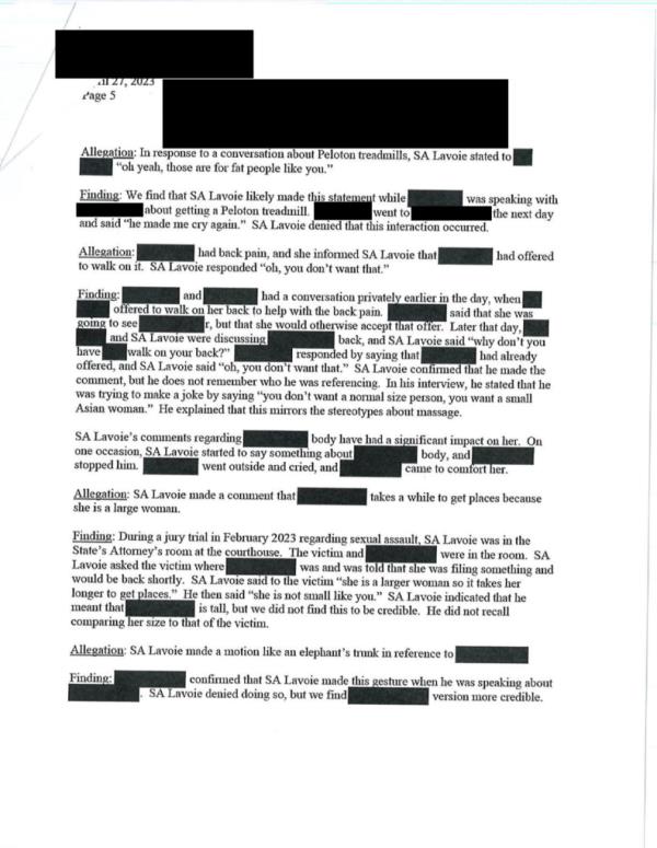 Many of the allegations involved Lavoie commenting on women's appearance. 