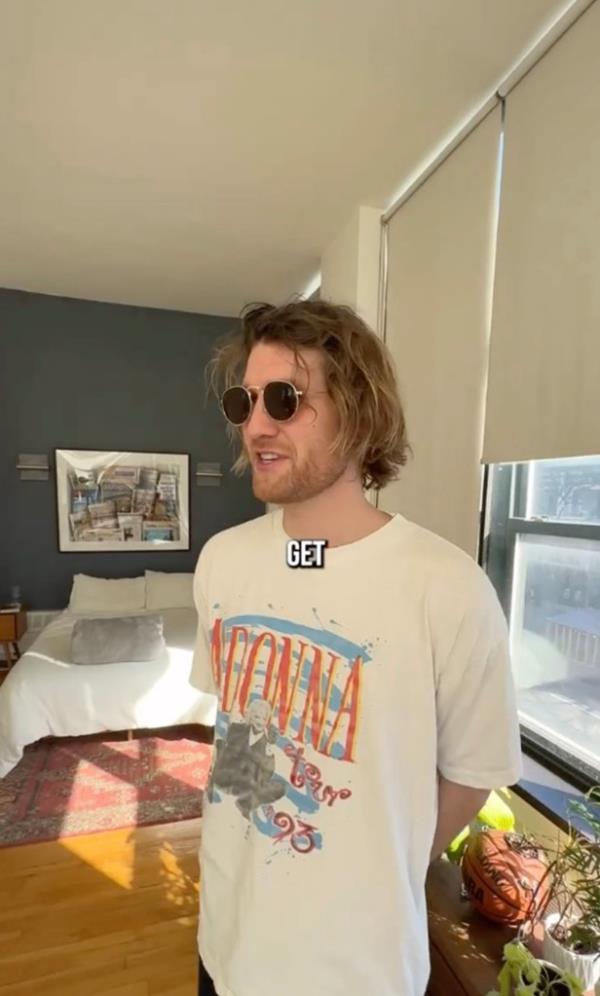 Phillips in his bedroom area.