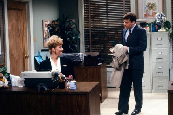 Victoria Jackson as Linda Parker and Mike Myers as Bill during the 'The Dumper' skit on  