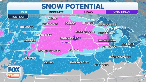 The snow potential from Wednesday through Sunday.