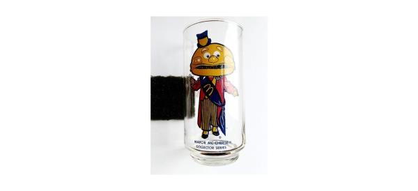 Vintage Mayor McCheese Collector Series Glass Tumbler on white background 