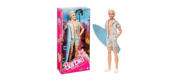 Best Barbie The Movie Ken Doll Wearing Pastel Striped Beach Matching Set