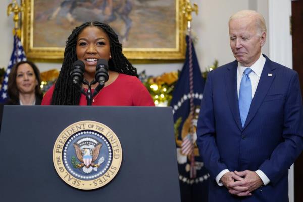 Cherelle Griner, wife of WNBA star Brittney Griner, with President Joe Biden last Thursday.
