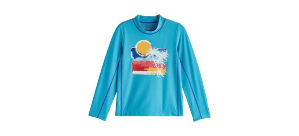Coolibar UPF 50+ Kid's Sandshark Long Sleeve Surf Shirt on white background