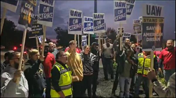 United Auto Workers (UAW) members strike outside of Ford's Kentucky Truck Plant in Louisville