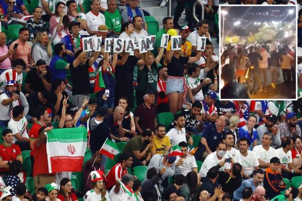 Fans protesting the death of Iranian woman Mahsa Amini in police custody during the World Cup game between Iran and the US.