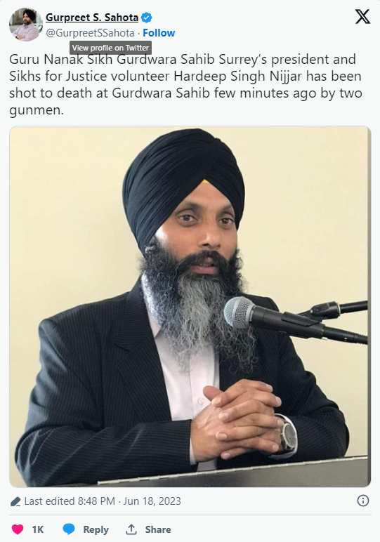印度外交官被关押_在Nijjar被杀后,khalistis现在在英国对印度外交官进行海报_外交官谈真实的印度