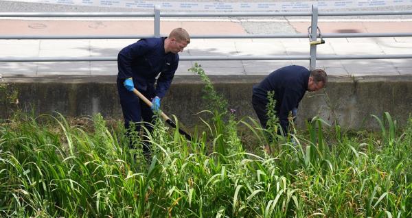 Gardai carry out searches at Grand Parade in Dublin after the bodies of two men were recovered from the Grand Canal (Niall Carson/PA)