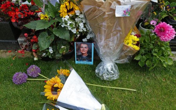 Sinéad O'Connor's grave in Deansgrange Cemetery on the first anniversary of her death last Friday. Photo: Collins 