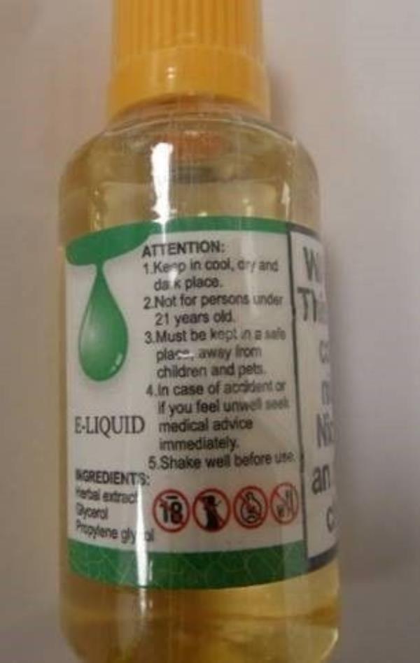 E-LIQUID: Tobacco 24mg/ml, Ben Son 24mg/ml and USA Mix 24mg/ml. Photo: HSE