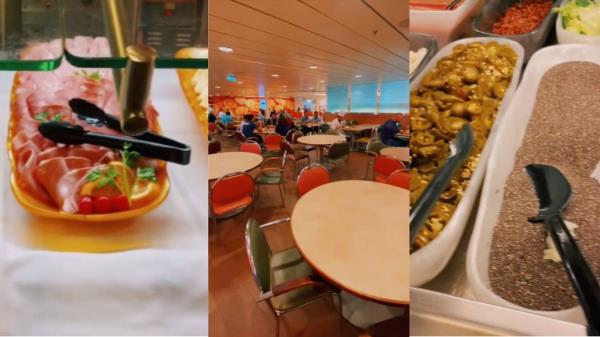 游轮上的食物对员工有益吗？邮轮员工拍摄船上员工的食物