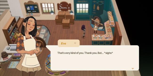 Eva from Coral Island receives a gift she doesn't like. She is visibly disappointed but does not say anything rude regardless.