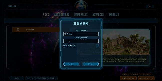 ark surival ascended player setting a server password