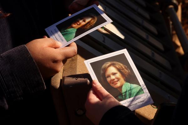 The funeral procession for former U.S. first lady Rosalynn Carter passes through downtown Plains