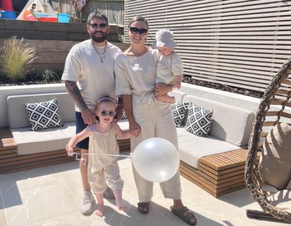 Charlotte and Bobby pictured in the garden after renovations