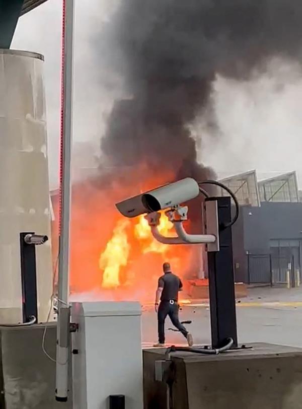 The car burst into flames following fatal crash. 