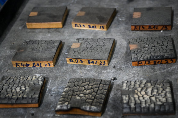 Co<em></em>nstruction timber samples after they have been tested. 