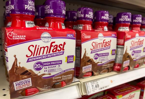 SlimFast protein shakes in shelves at market 