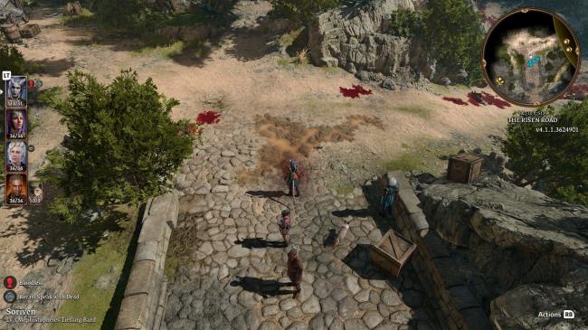 The party at the crossroads on the Risen Road in Baldur's Gate 3.