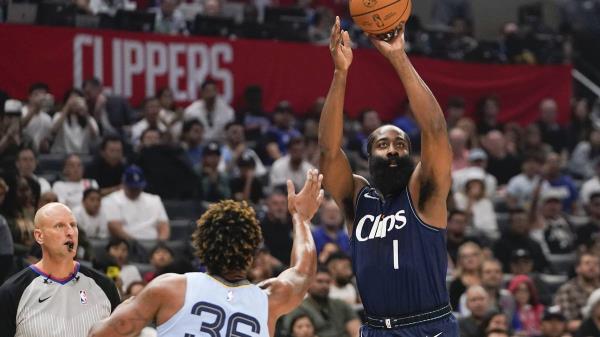 NBA：詹姆斯·哈登在快船的恐怖开局还在继续，灰熊只赢了赛季第二场比赛