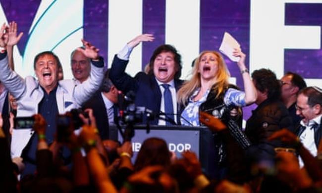 Javier Milei on election night.