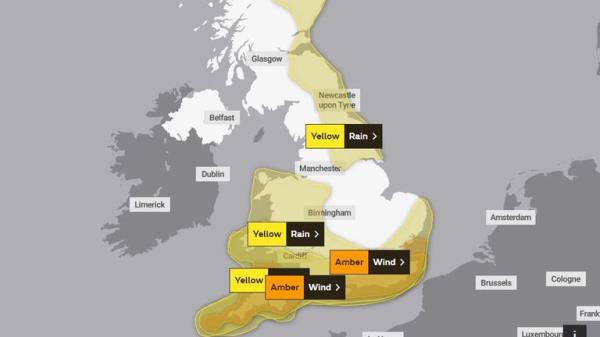 Met Office weather warnings for wind and rain on Thursday