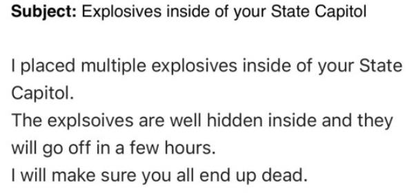 The threat was sent via a mass email