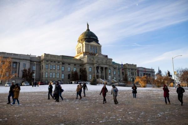 Staff evacuate from the Mo<em></em>ntana State Capitol after a bomb threat 