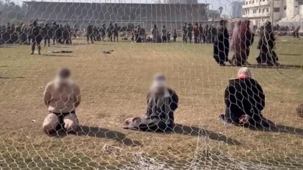 Detainees appear in a video posted o<em></em>nline by an IDF soldier
