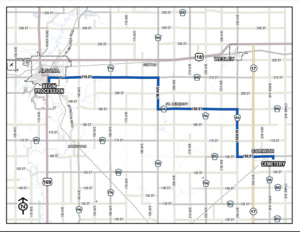 algona police officer kevin cram procession route