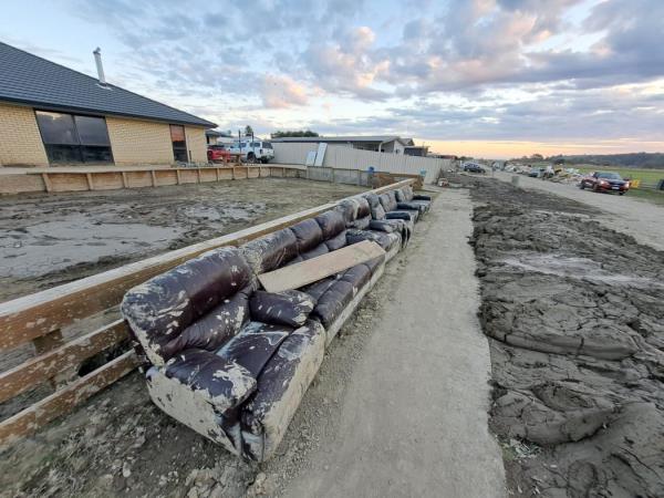 A damaged road in Dartmoor, north-west of Napier after Cyclone Gabrielle.