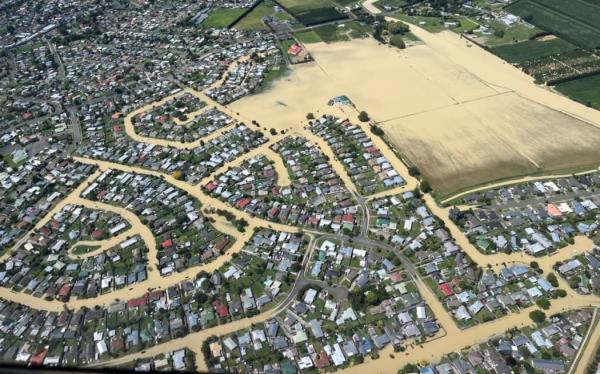 Flooding in Napier, as seen from the air.